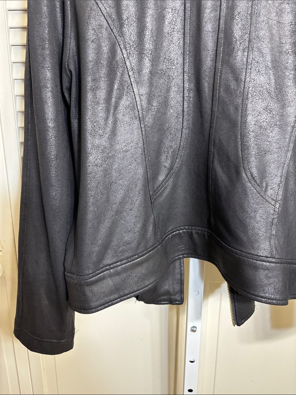 Clara Sunwoo Liquid Faux Leather Jacket with Double Zip Medium - Picture 14 of 16